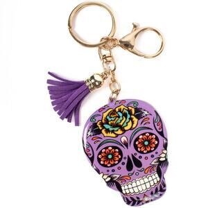 Purple Sugar Skull Tassel Keychain KeyRing Bag Charm